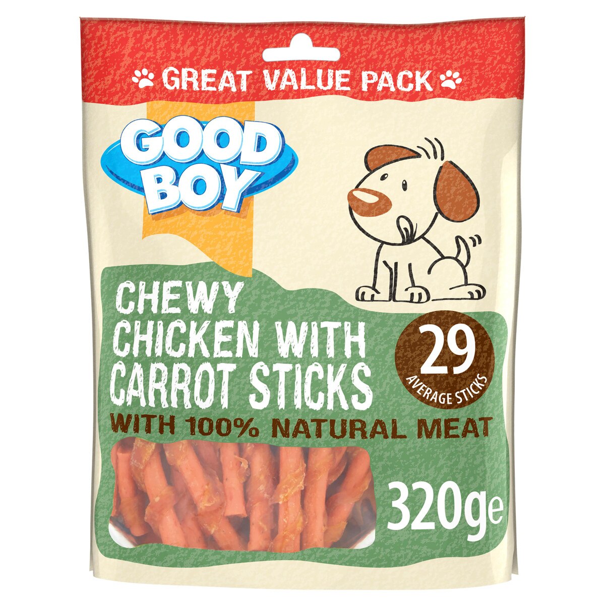 Good Boy Chewy Chicken & Carrot Sticks Dog Treats - 320g_0